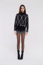 Load image into Gallery viewer, Embellished High Neck Sweater in Monochrome
