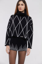 Load image into Gallery viewer, Embellished High Neck Sweater in Monochrome
