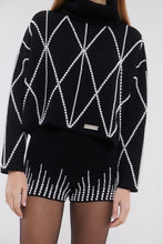 Load image into Gallery viewer, Embellished High Neck Sweater in Monochrome
