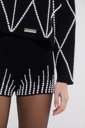 Embellished High Neck Sweater in Monochrome