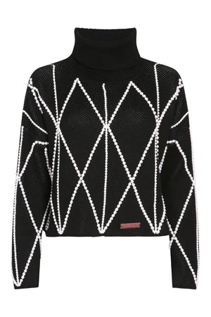 Embellished High Neck Sweater in Monochrome