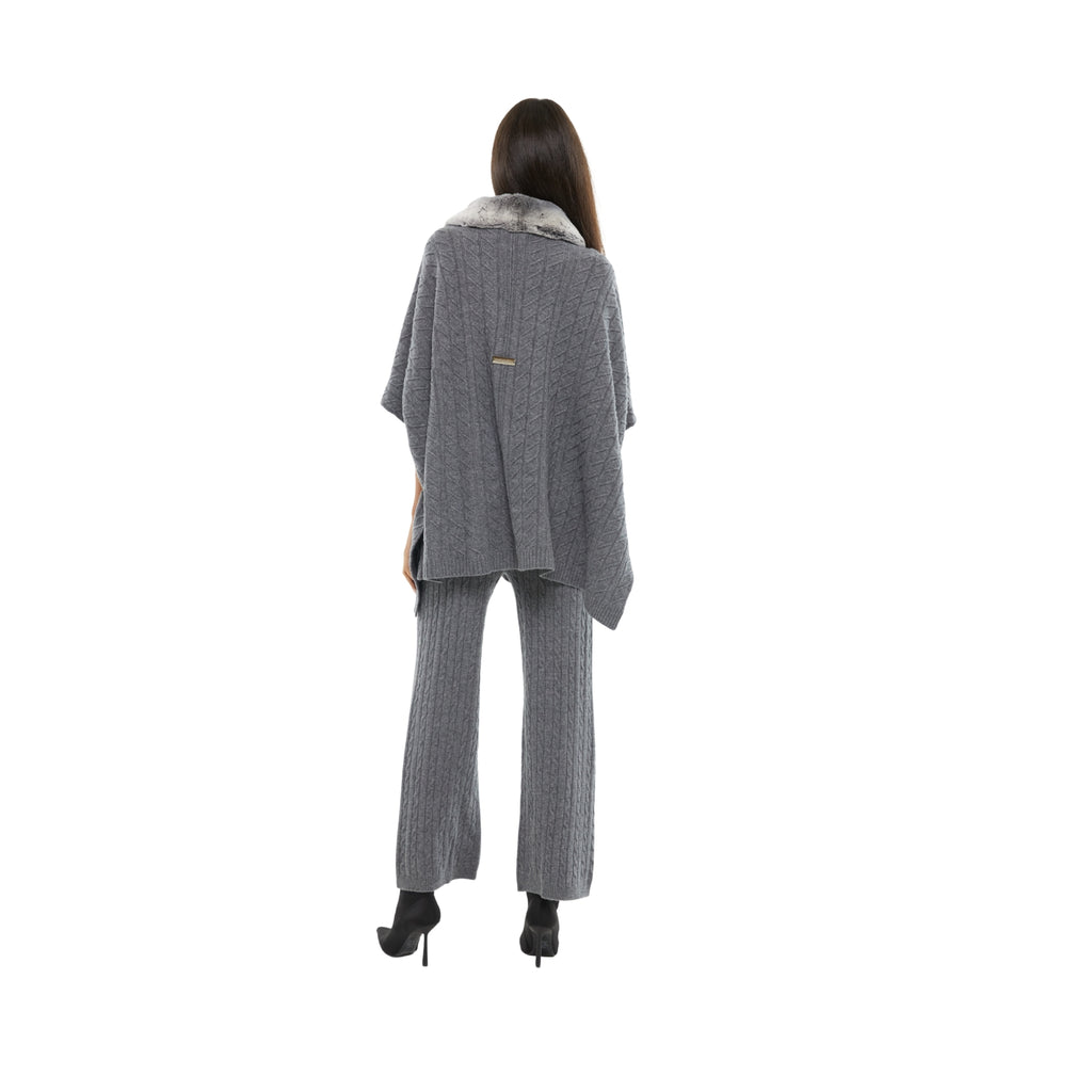 The Collar Detail Poncho in Storm