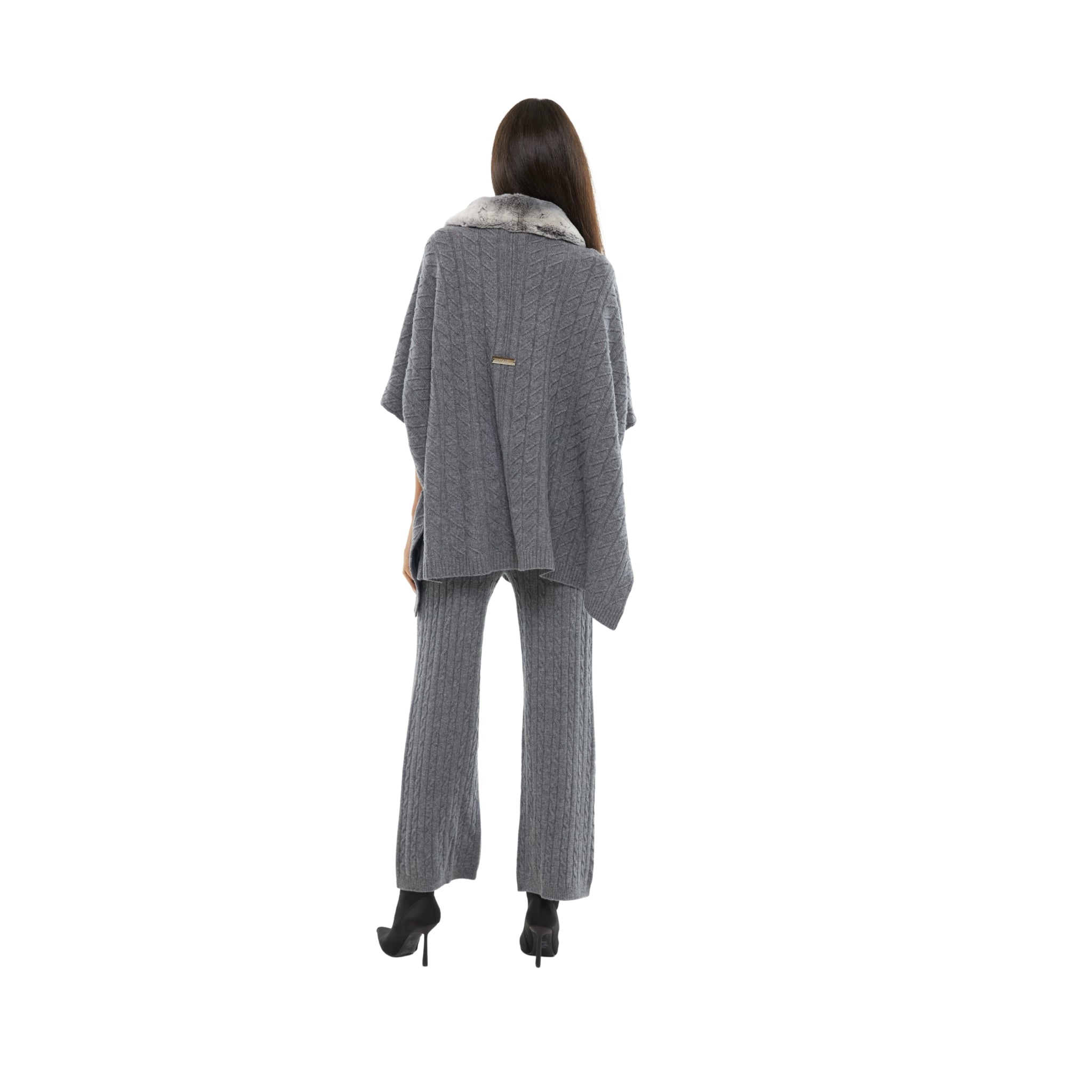 The Collar Detail Poncho in Storm