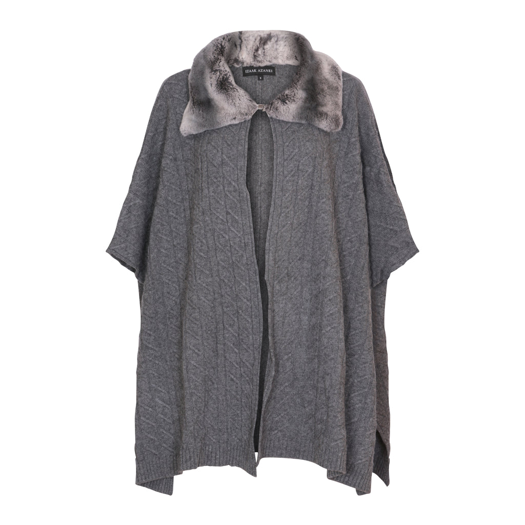 The Collar Detail Poncho in Storm