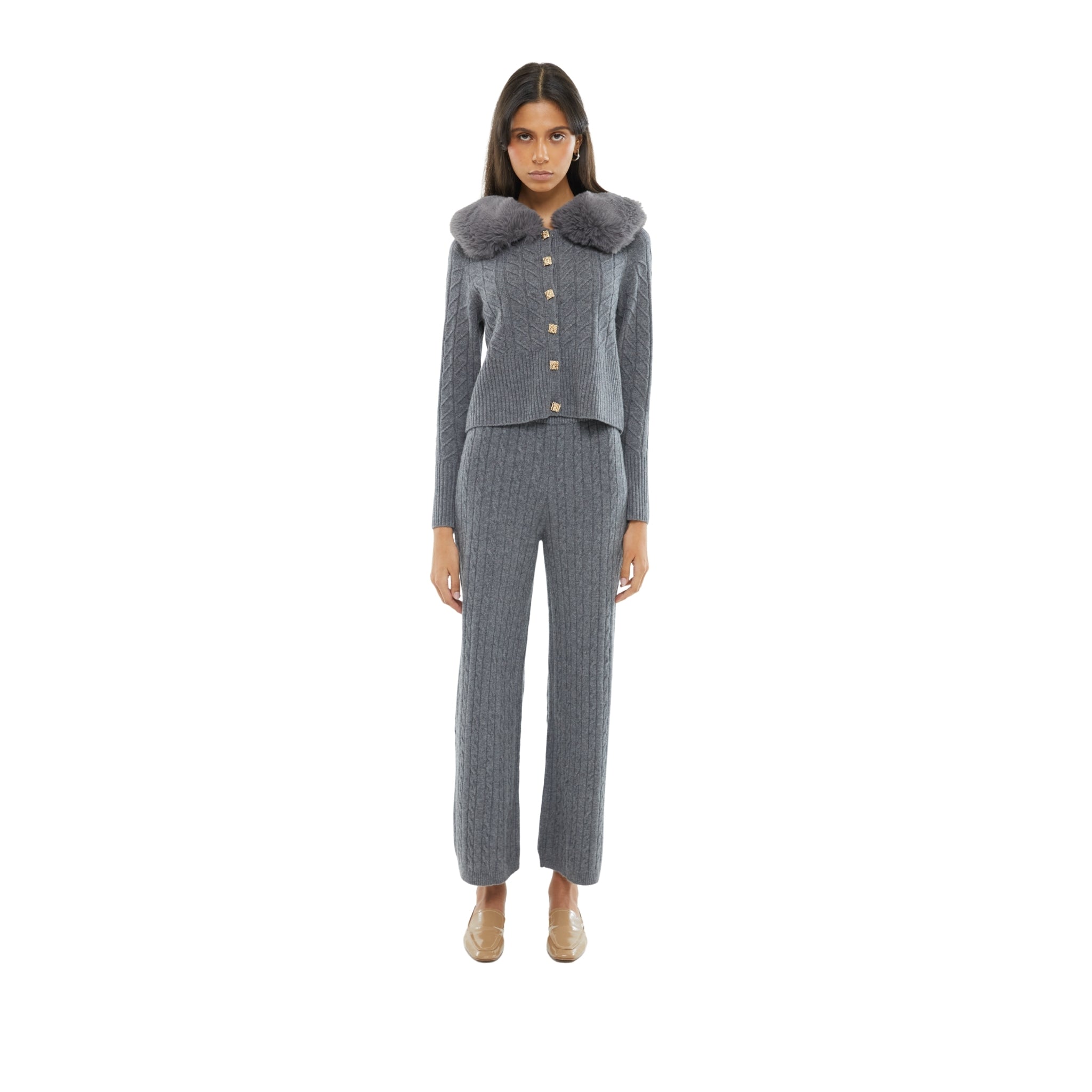 The Faux Collar Cardigan in Storm