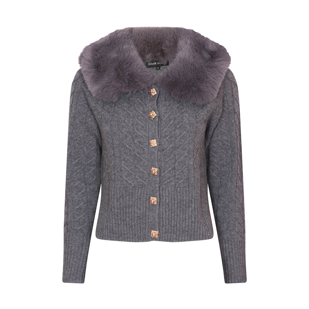 The Faux Collar Cardigan in Storm