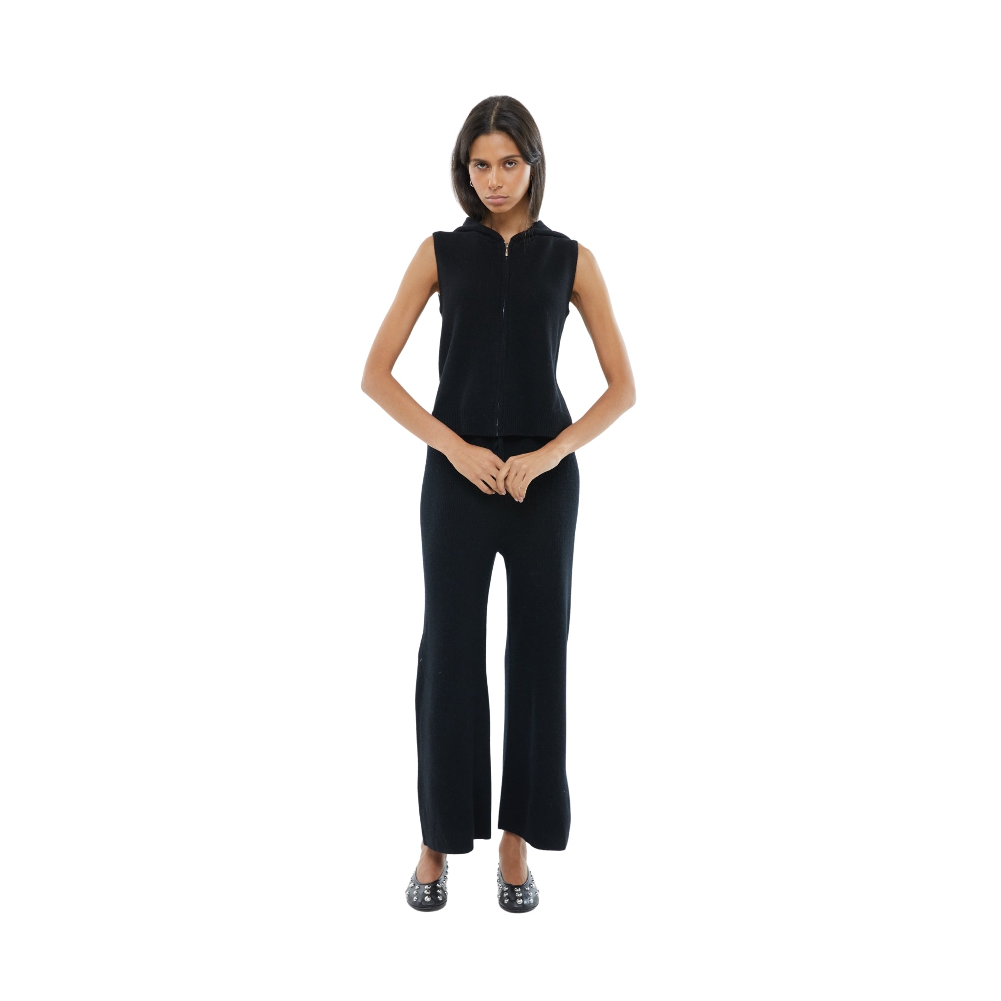 The Straight Drawstring Pants in Black