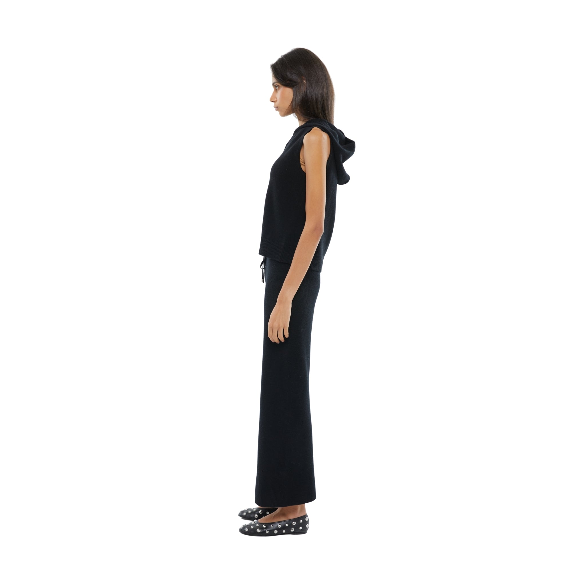The Straight Drawstring Pants in Black