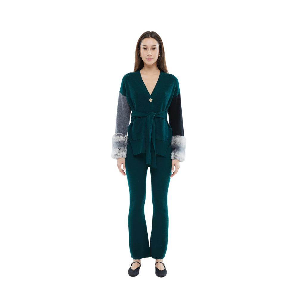 The Tie Detail Cuff Cardigan in Emerald, Storm and Black