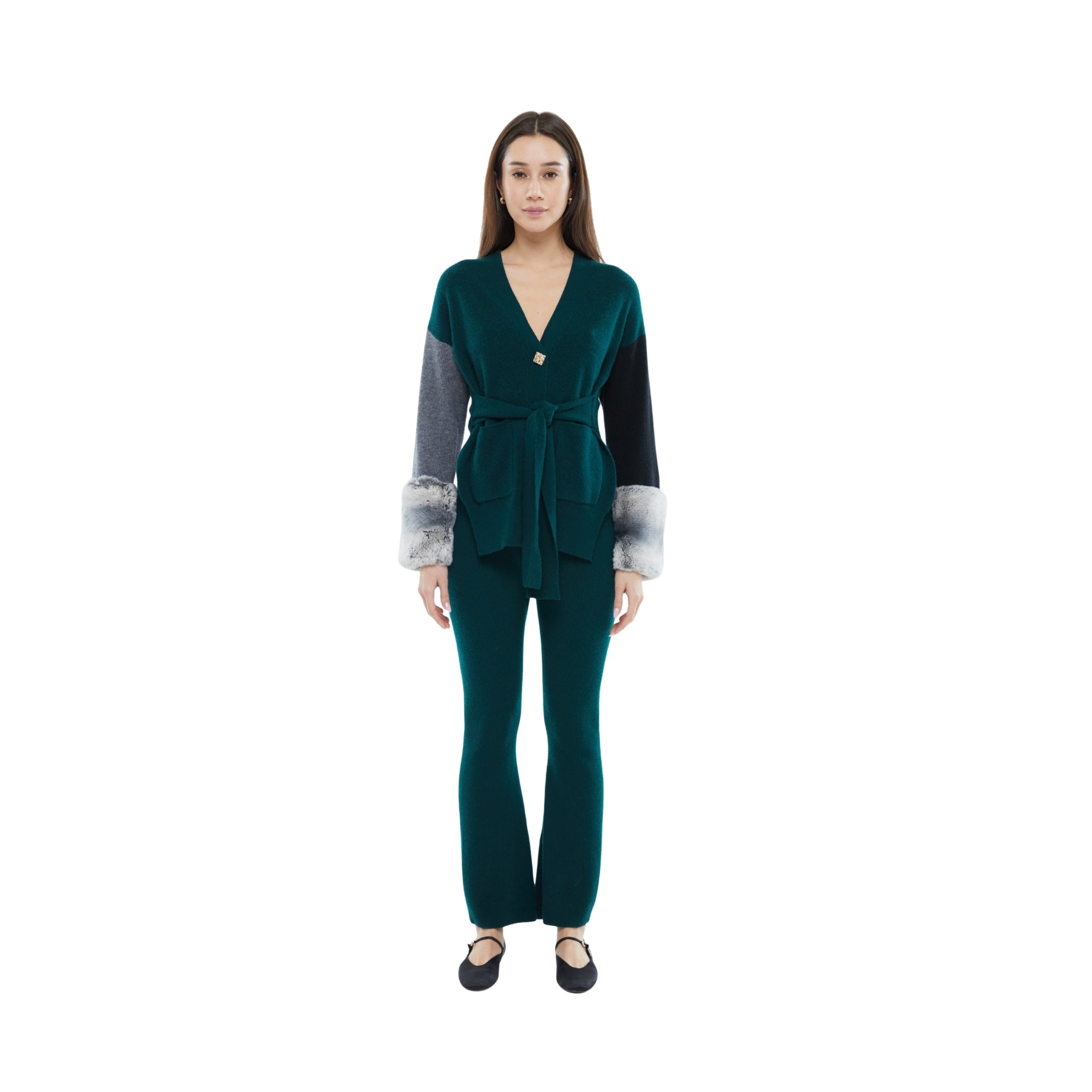 The Tie Detail Cuff Cardigan in Emerald, Storm and Black
