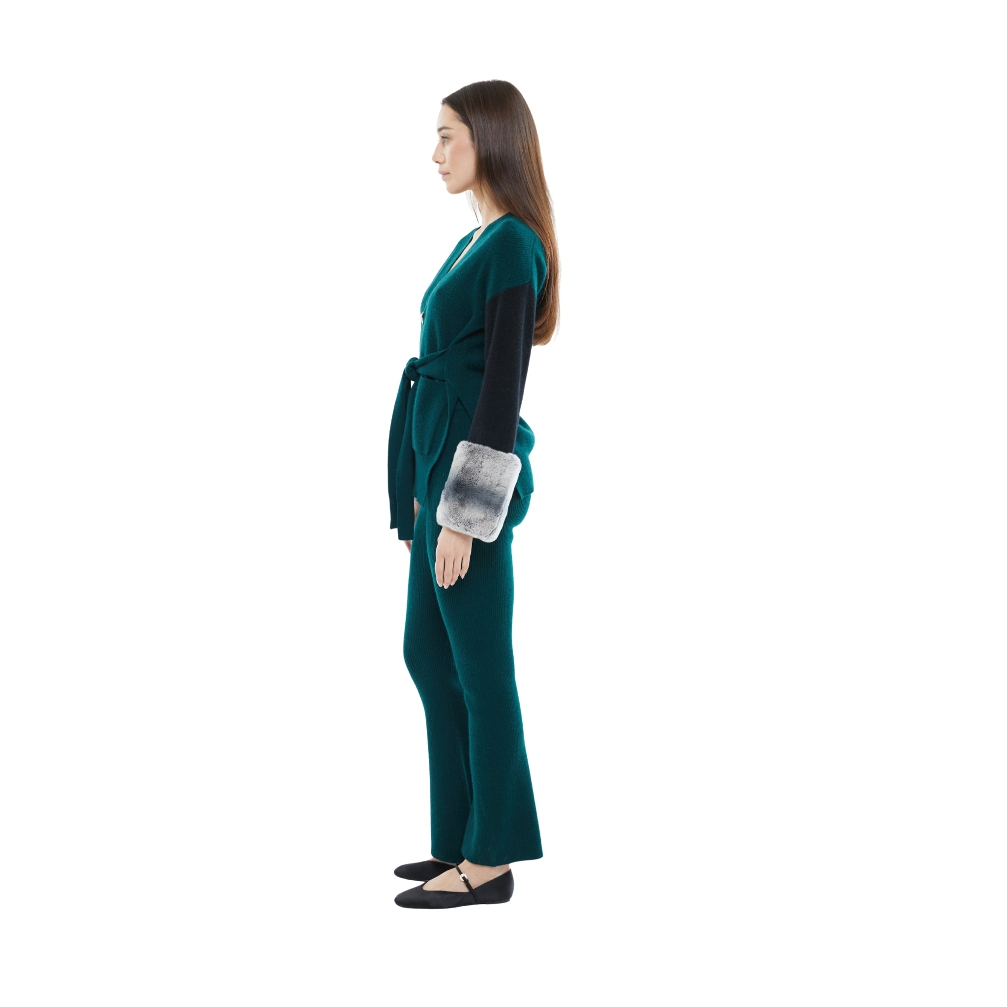 The Tie Detail Cuff Cardigan in Emerald, Storm and Black