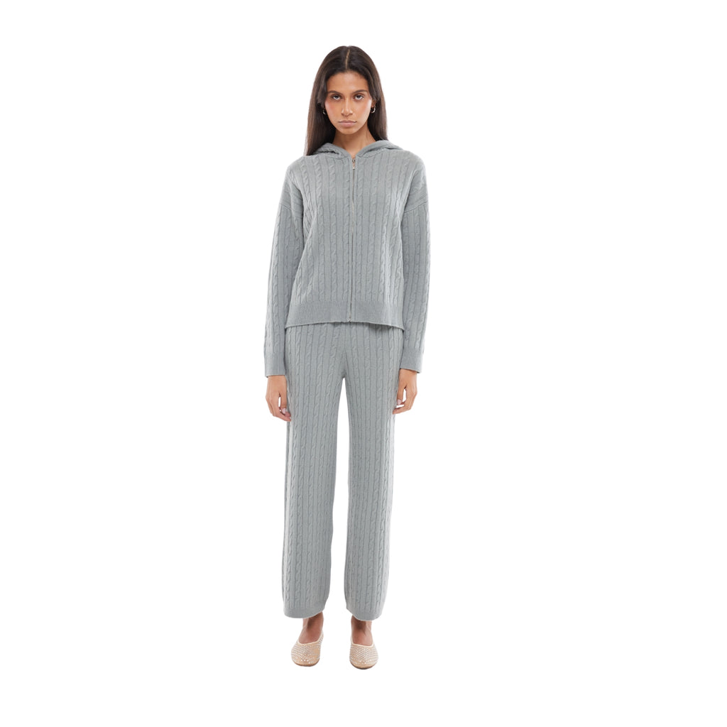 The Cable Knit  Zip Up Cardigan in Meadow