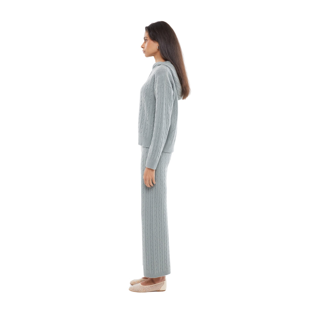 The Cable Knit  Zip Up Cardigan in Meadow