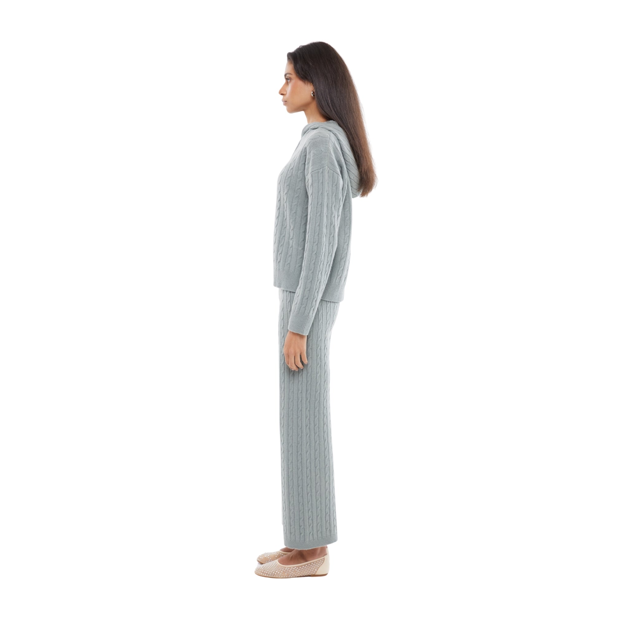 The Cable Knit  Zip Up Cardigan in Meadow