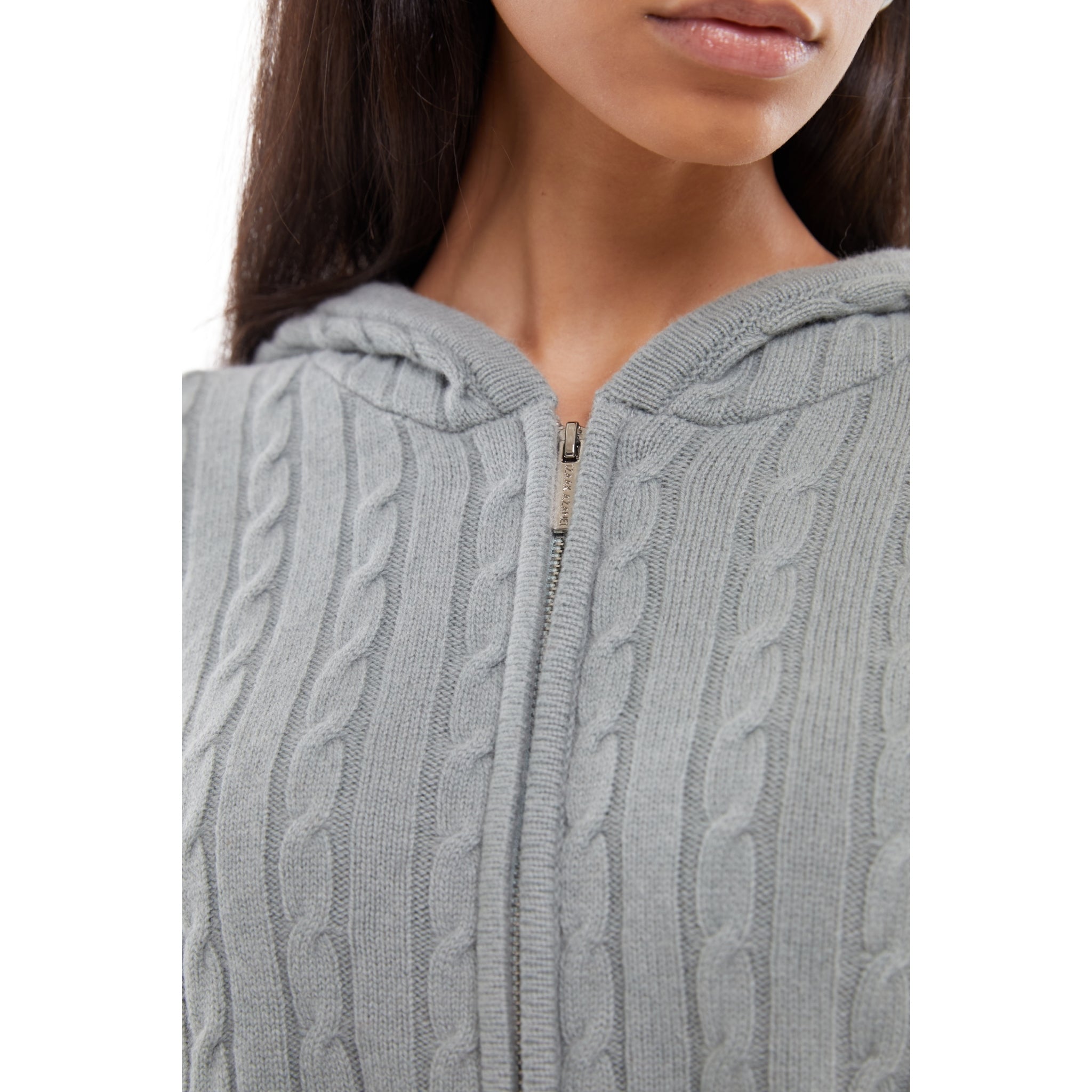 The Cable Knit  Zip Up Cardigan in Meadow
