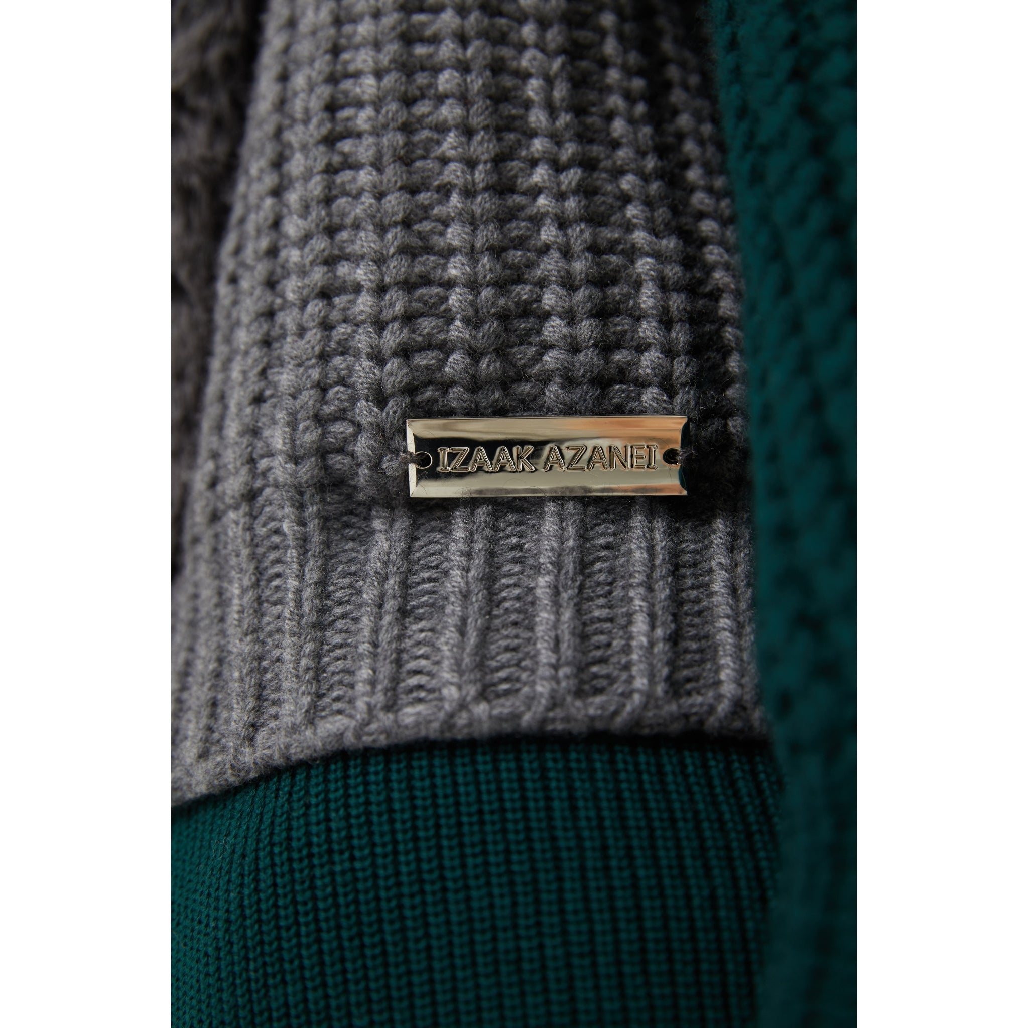 The Dual Tone Faux Collar Cardigan in Storm and Emerald