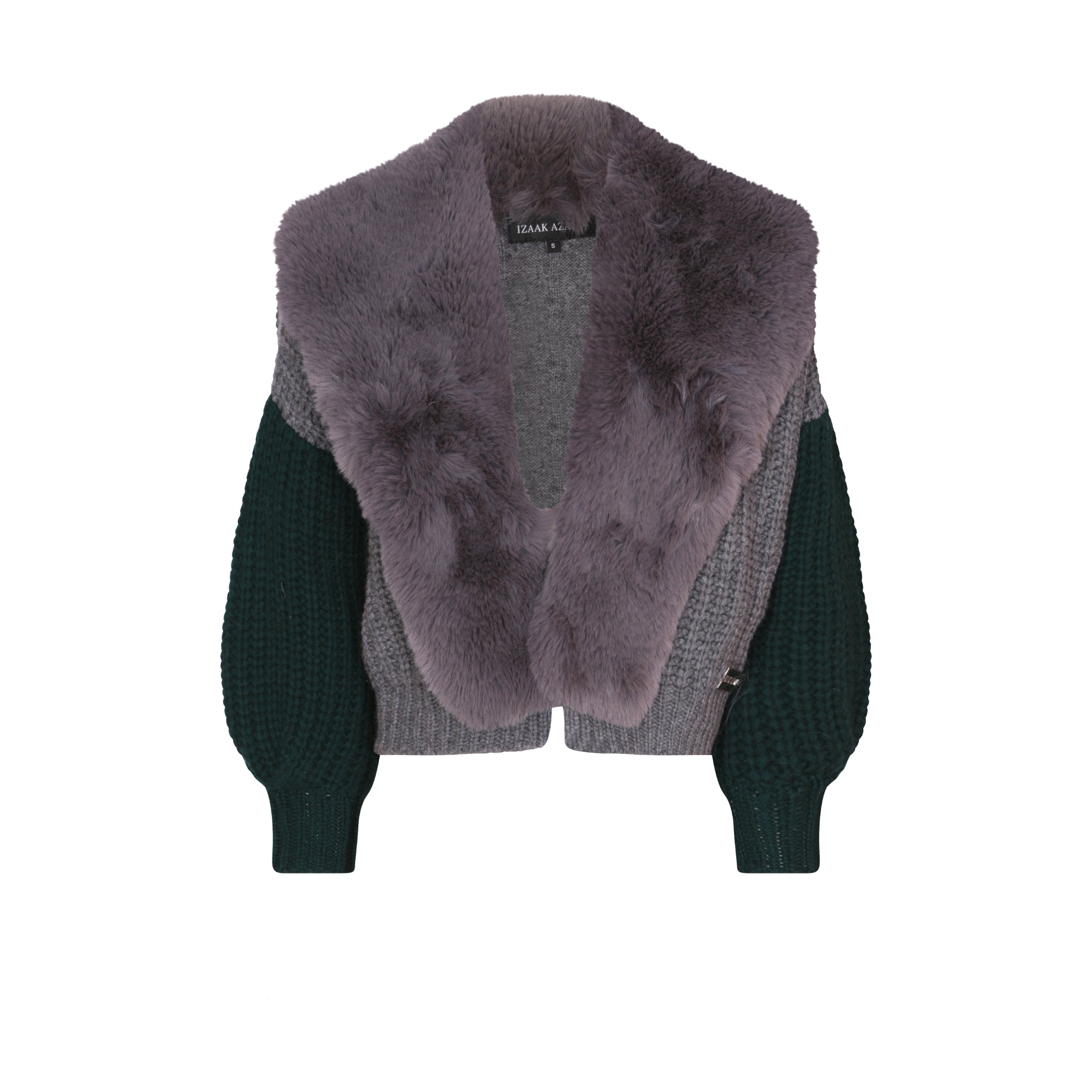 The Dual Tone Faux Collar Cardigan in Storm and Emerald