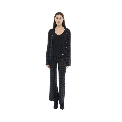 The Pants with all over crystal details in Black