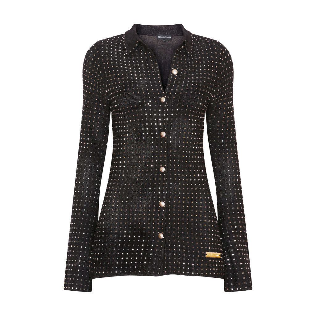 The Crystal Shirt Cardigan in Black