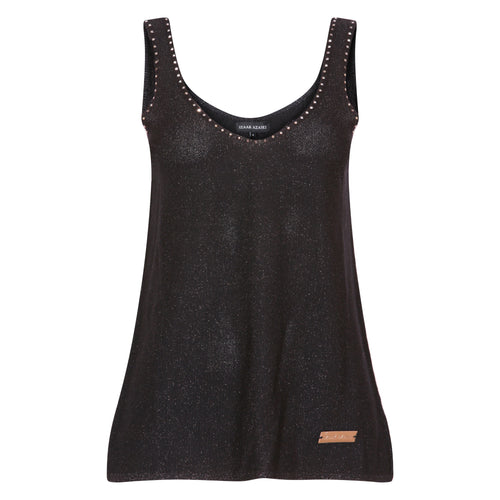 The Vested Top with crystal details in Black