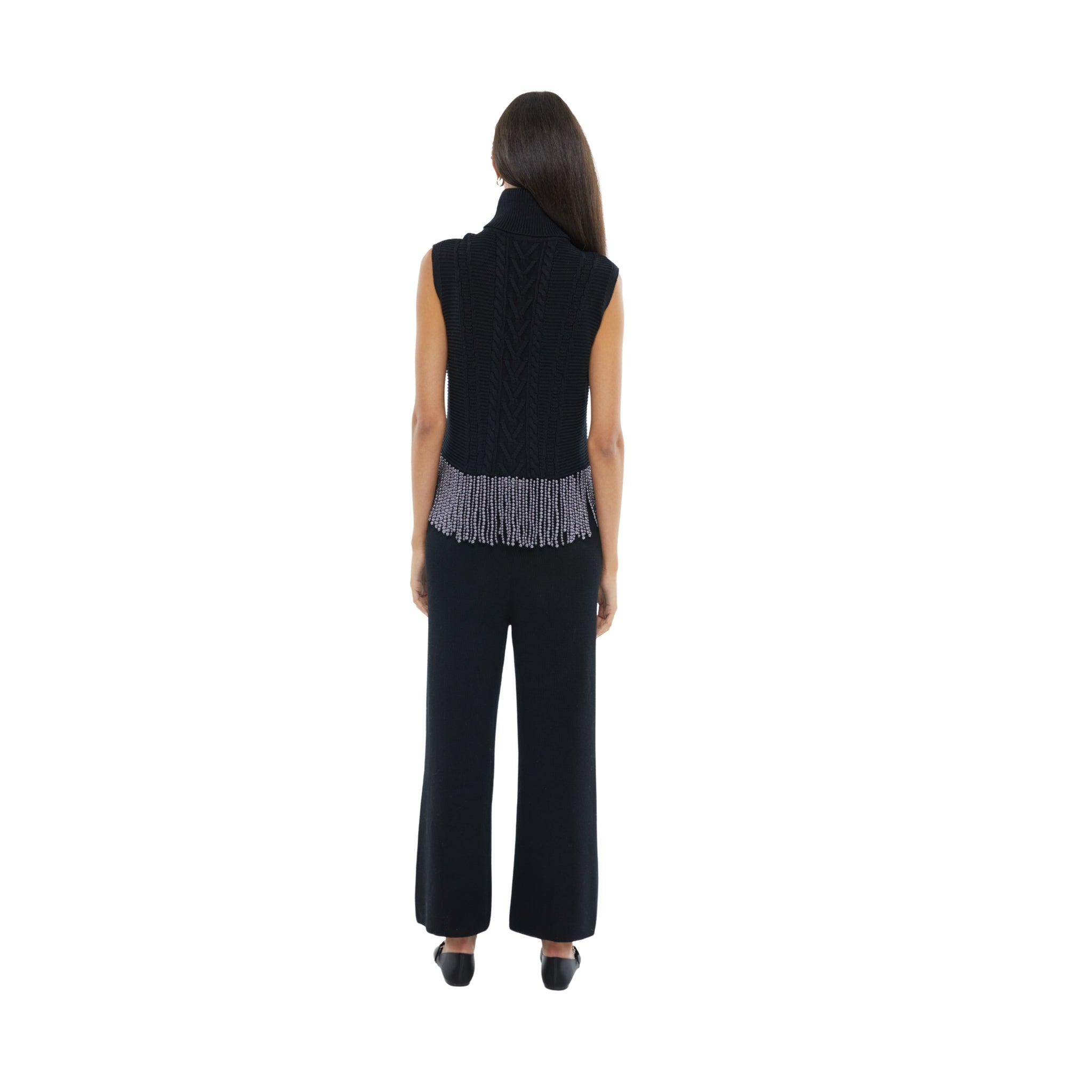 The Pearl Detail Sleeveless Top in Black