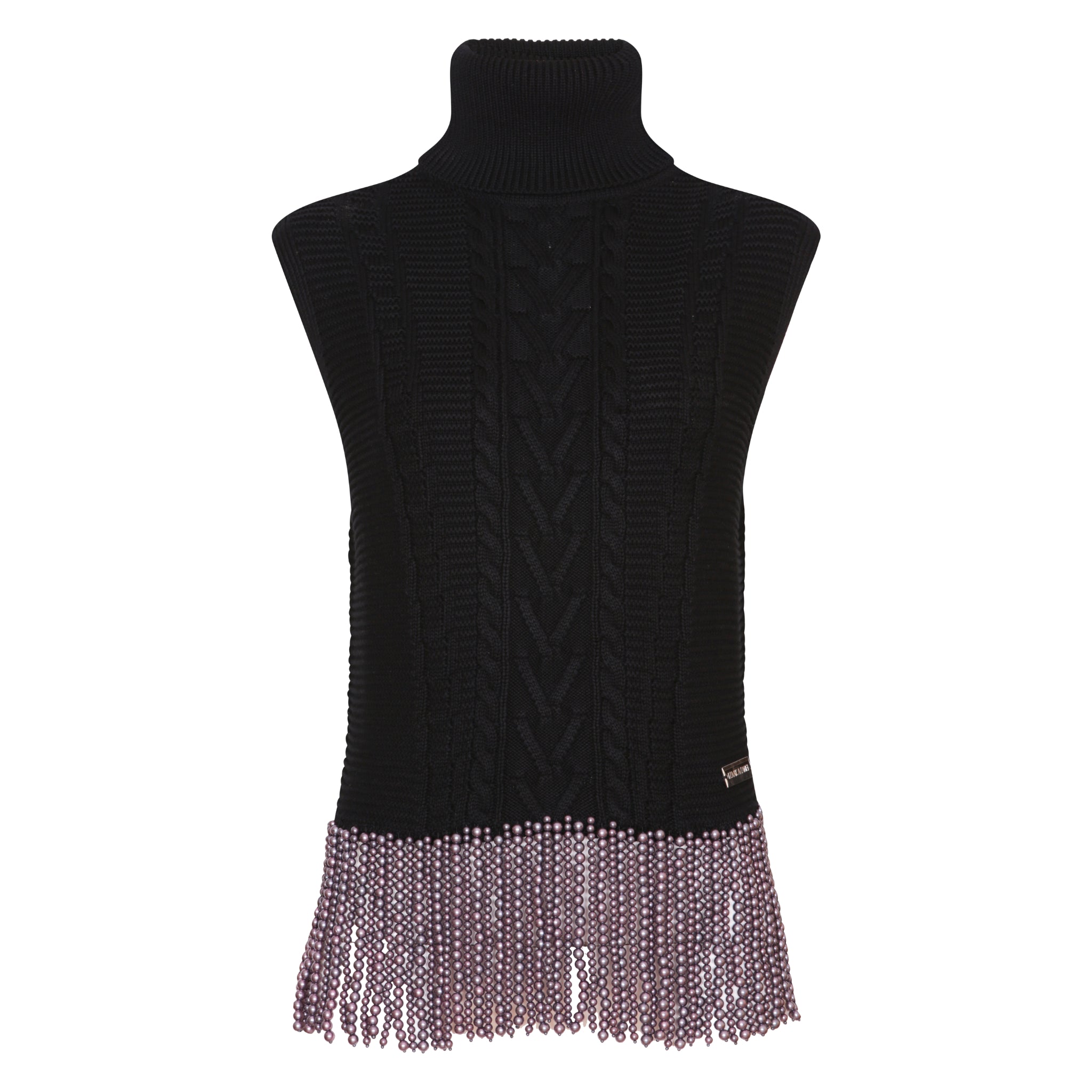 The Pearl Detail Sleeveless Top in Black