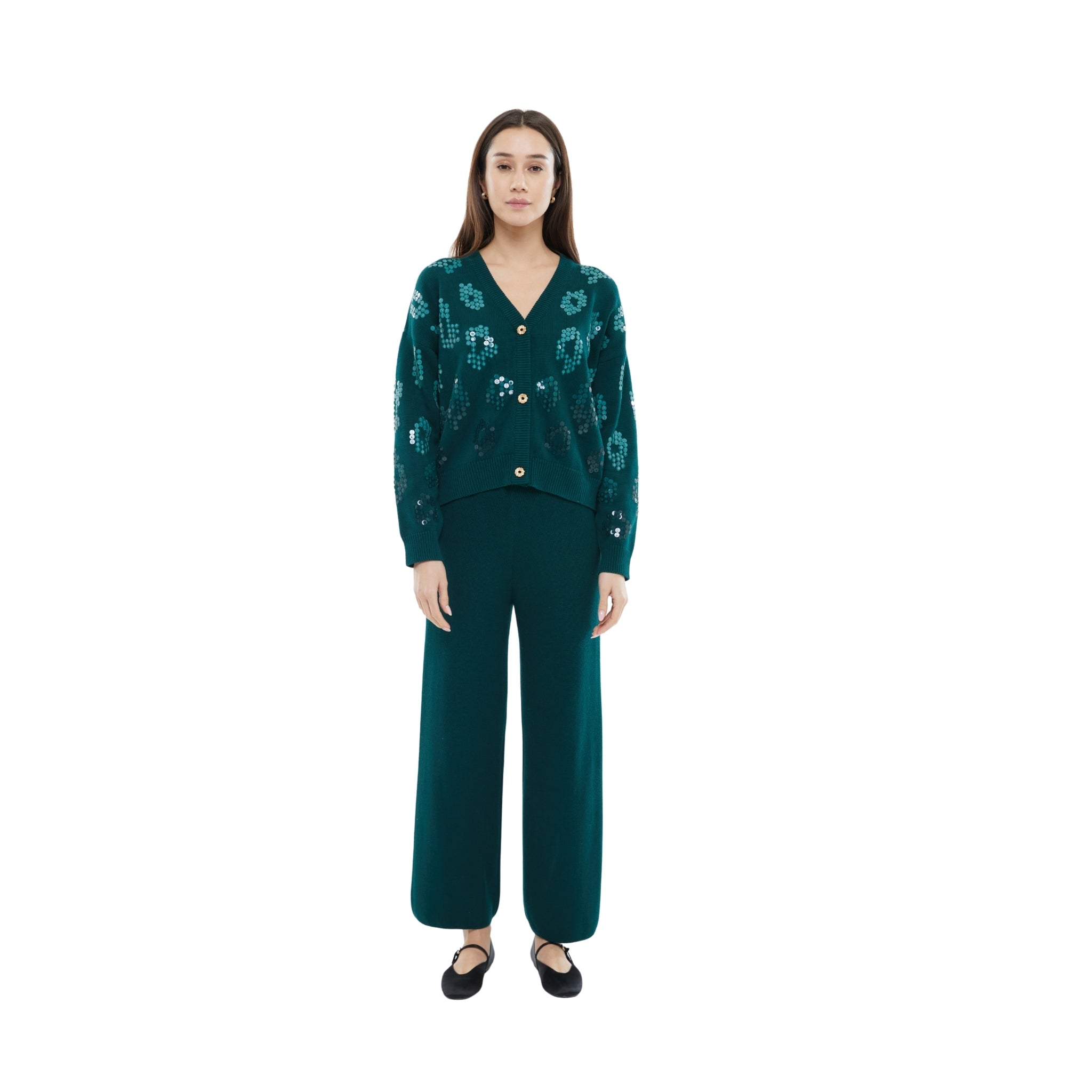 The Embellished Cardigan in Forest