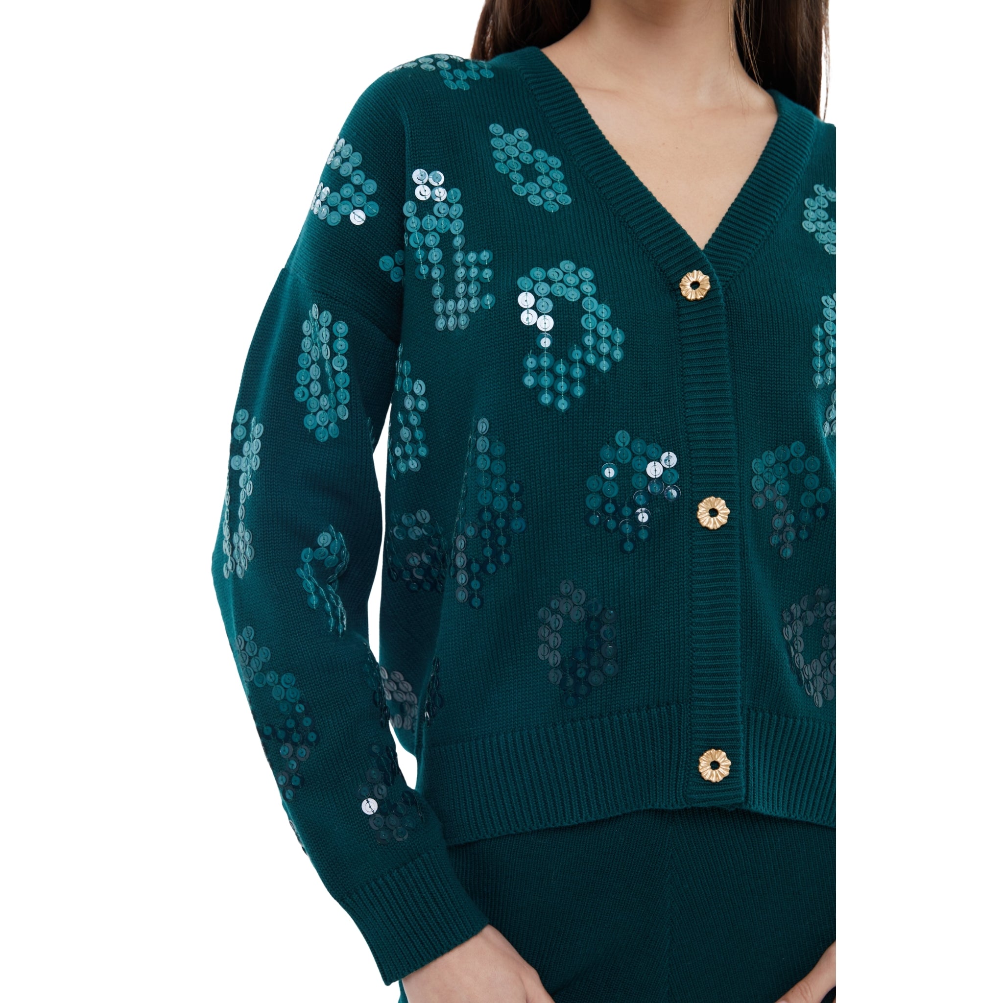 The Embellished Cardigan in Forest