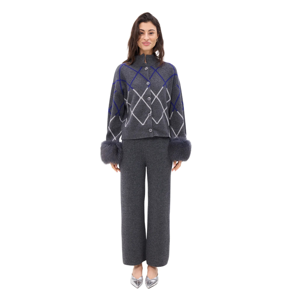 The Argyle Print Cardigan with Cuffs