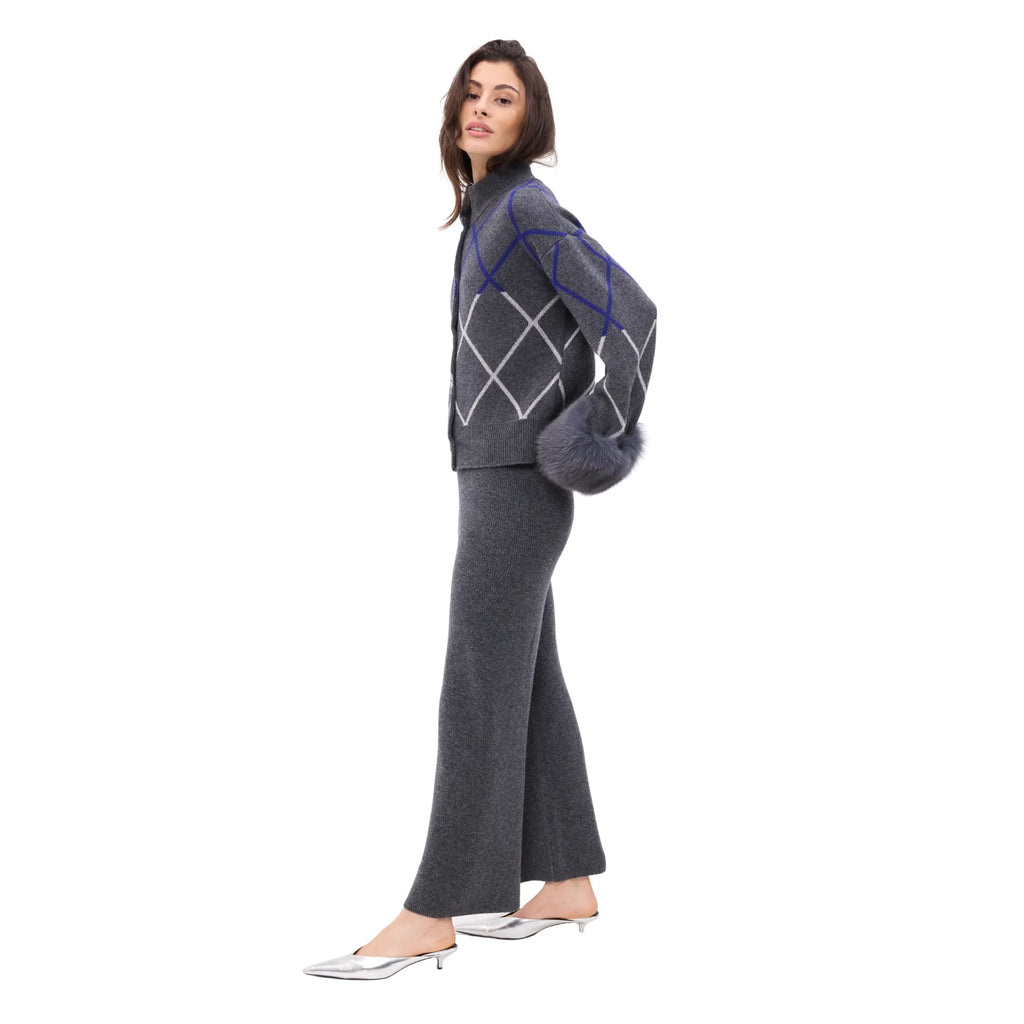 The Argyle Print Cardigan with Cuffs