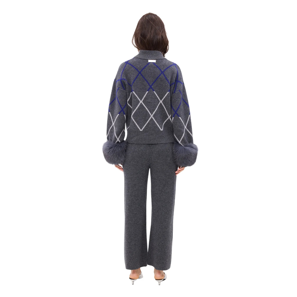 The Argyle Print Cardigan with Cuffs