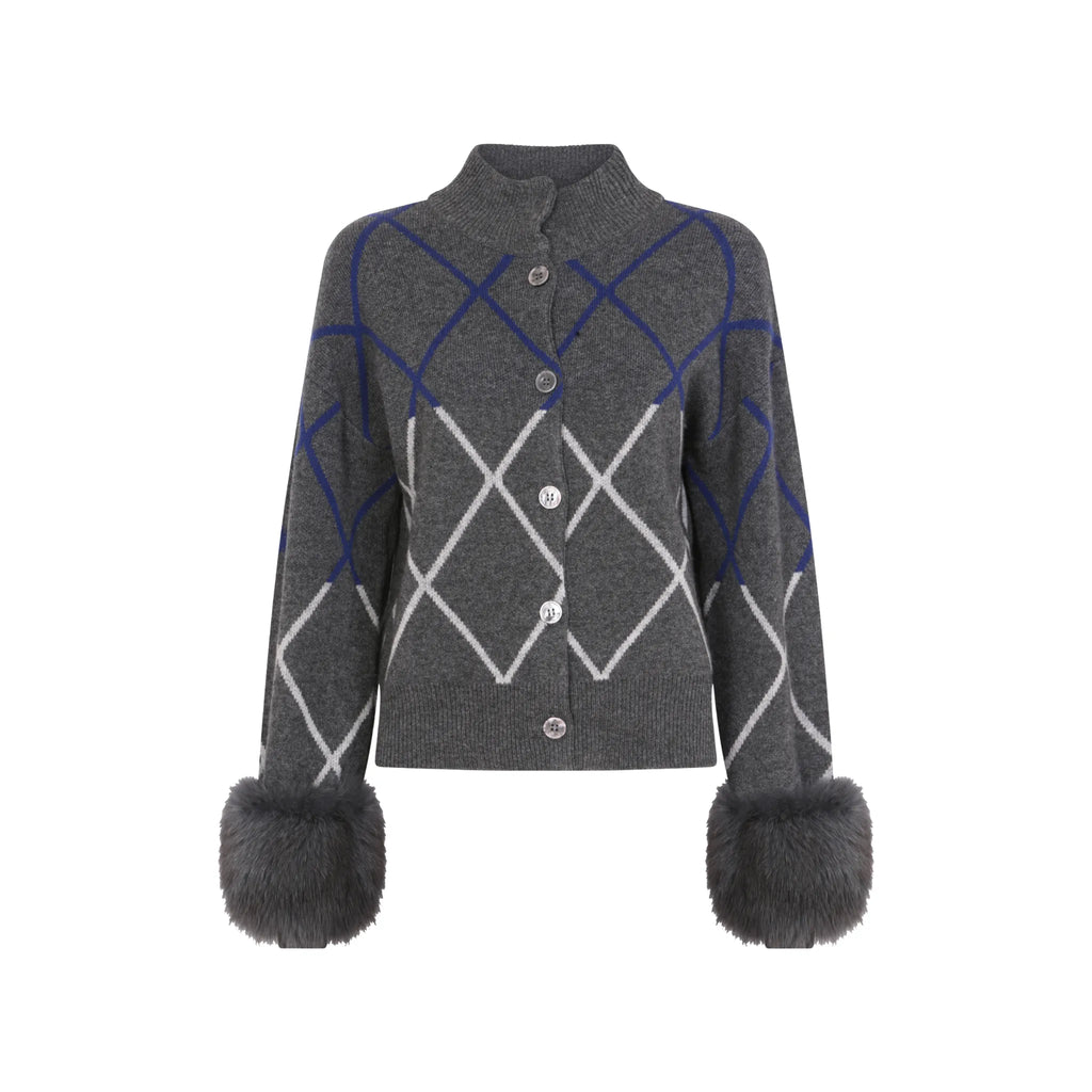 The Argyle Print Cardigan with Cuffs
