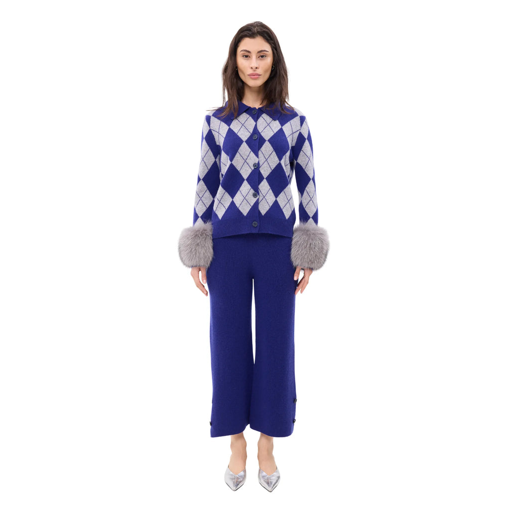 The Argyle Print Button Down Cardigan with Cuffs
