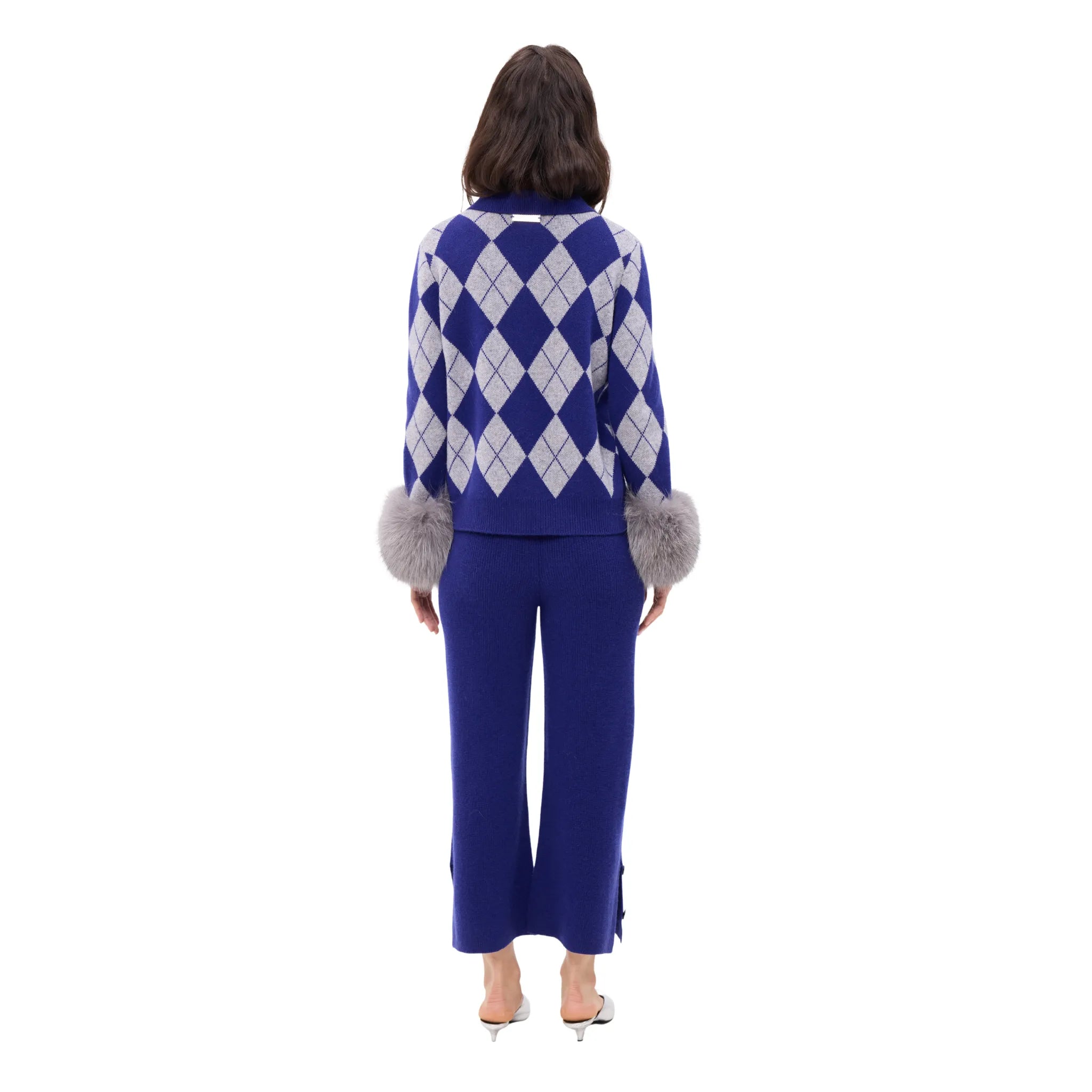 The Argyle Print Button Down Cardigan with Cuffs