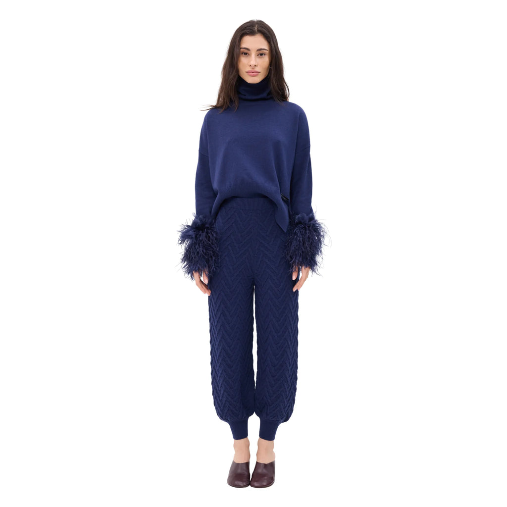 The Polo Neck Sweater With Feather Cuffs