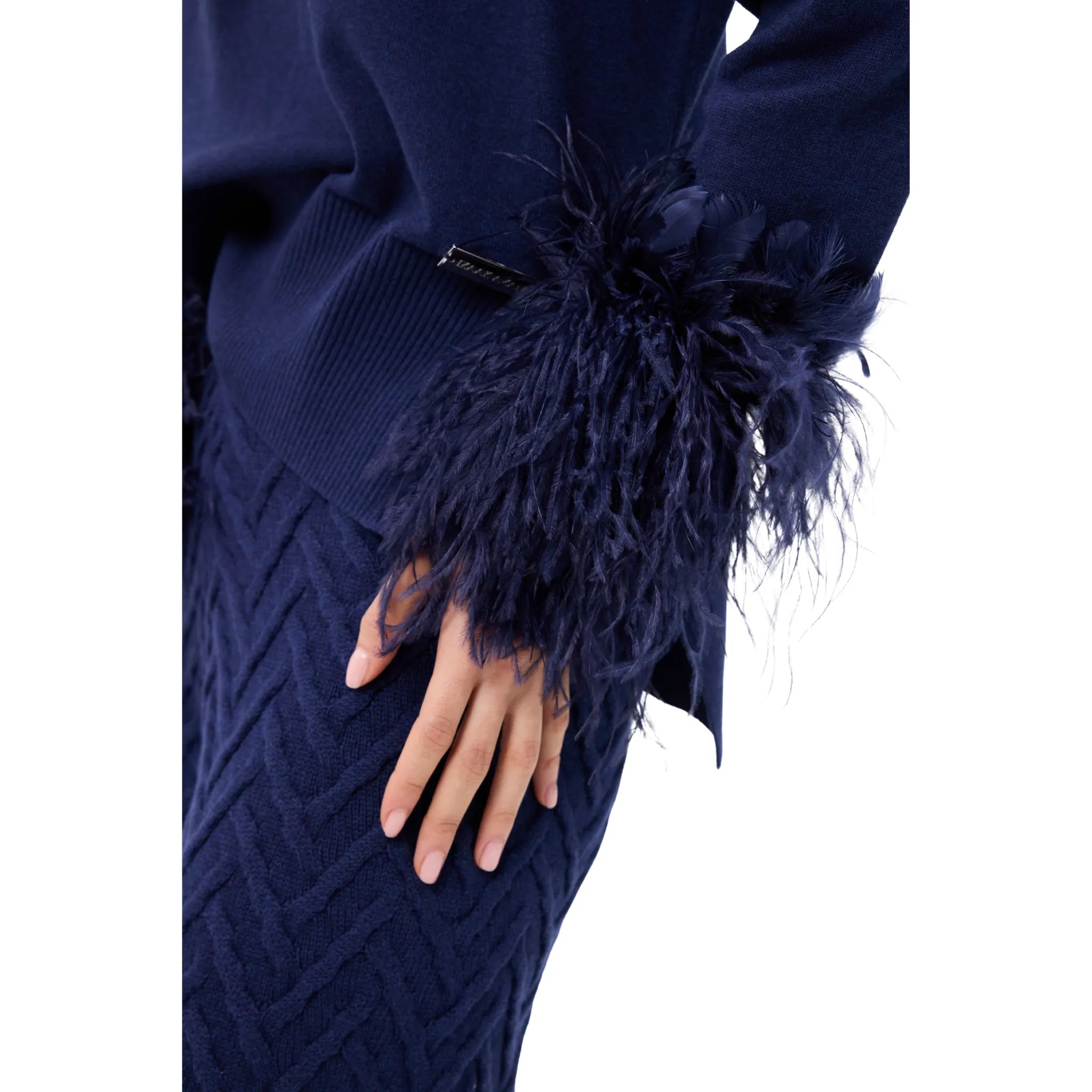 The Polo Neck Sweater With Feather Cuffs