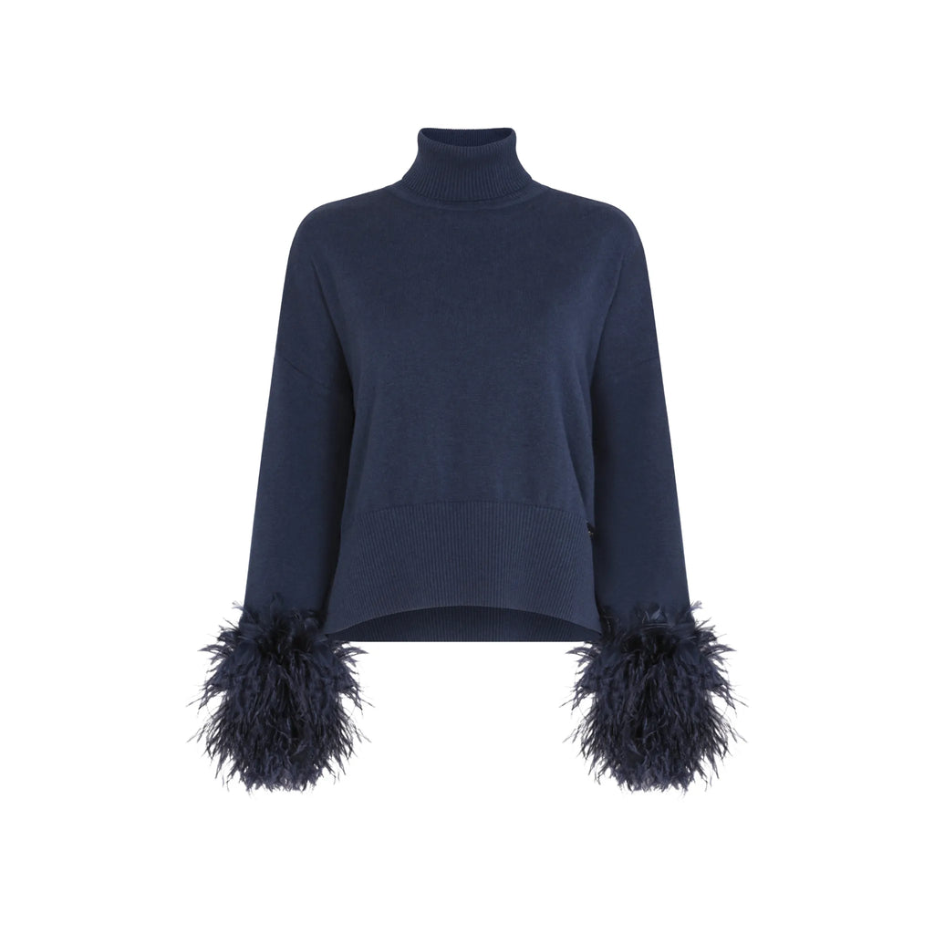 The Polo Neck Sweater With Feather Cuffs