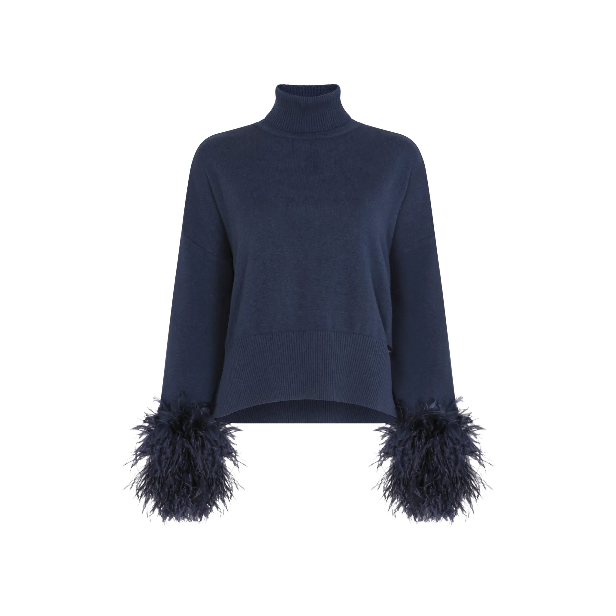 The Polo Neck Sweater With Feather Cuffs