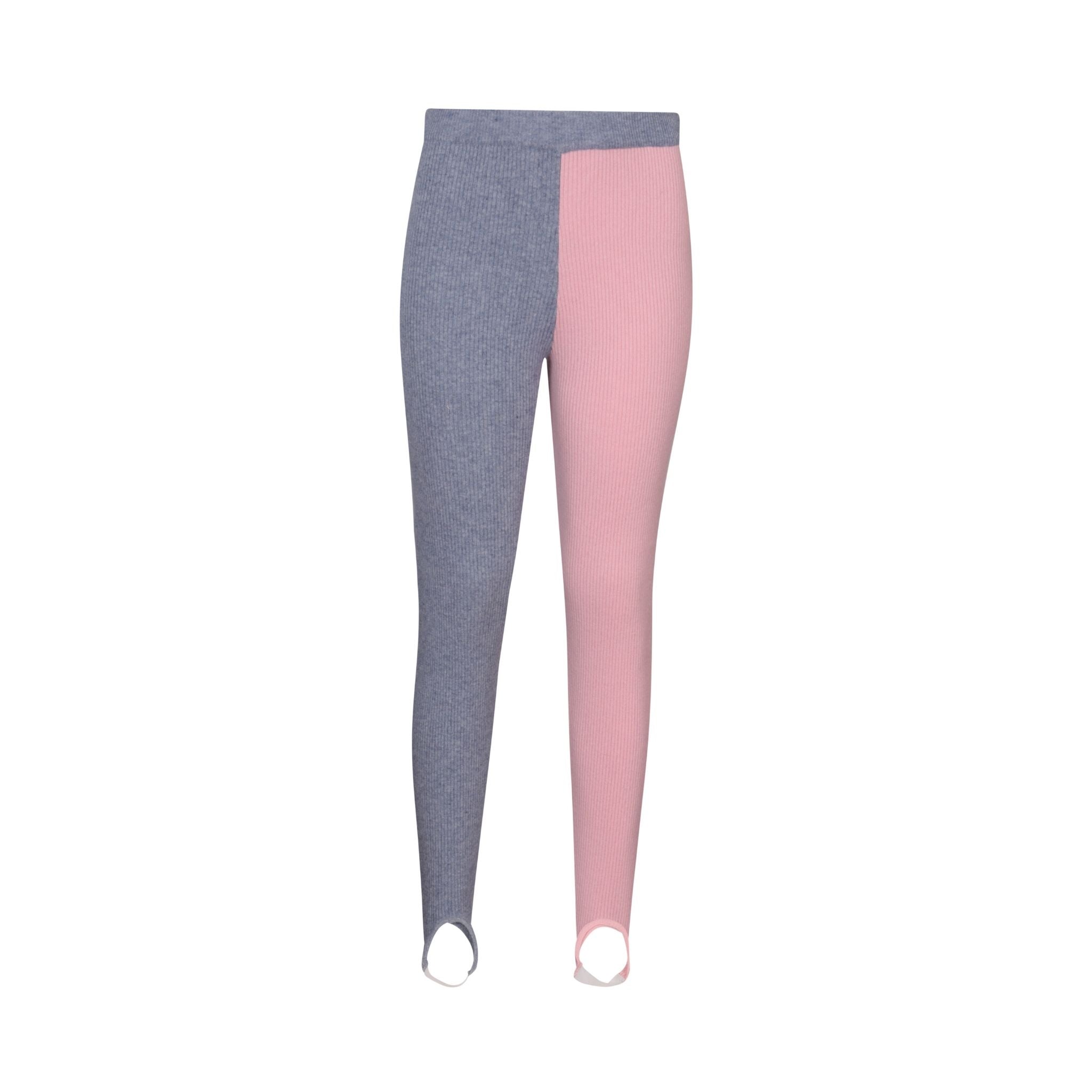 Pink And Grey Colour Block Ribbed Stirrups