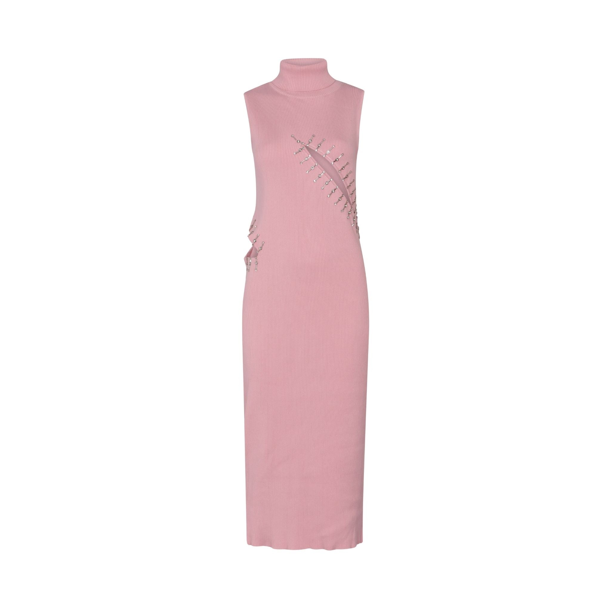 Pink Cut-Out Ribbed Dress