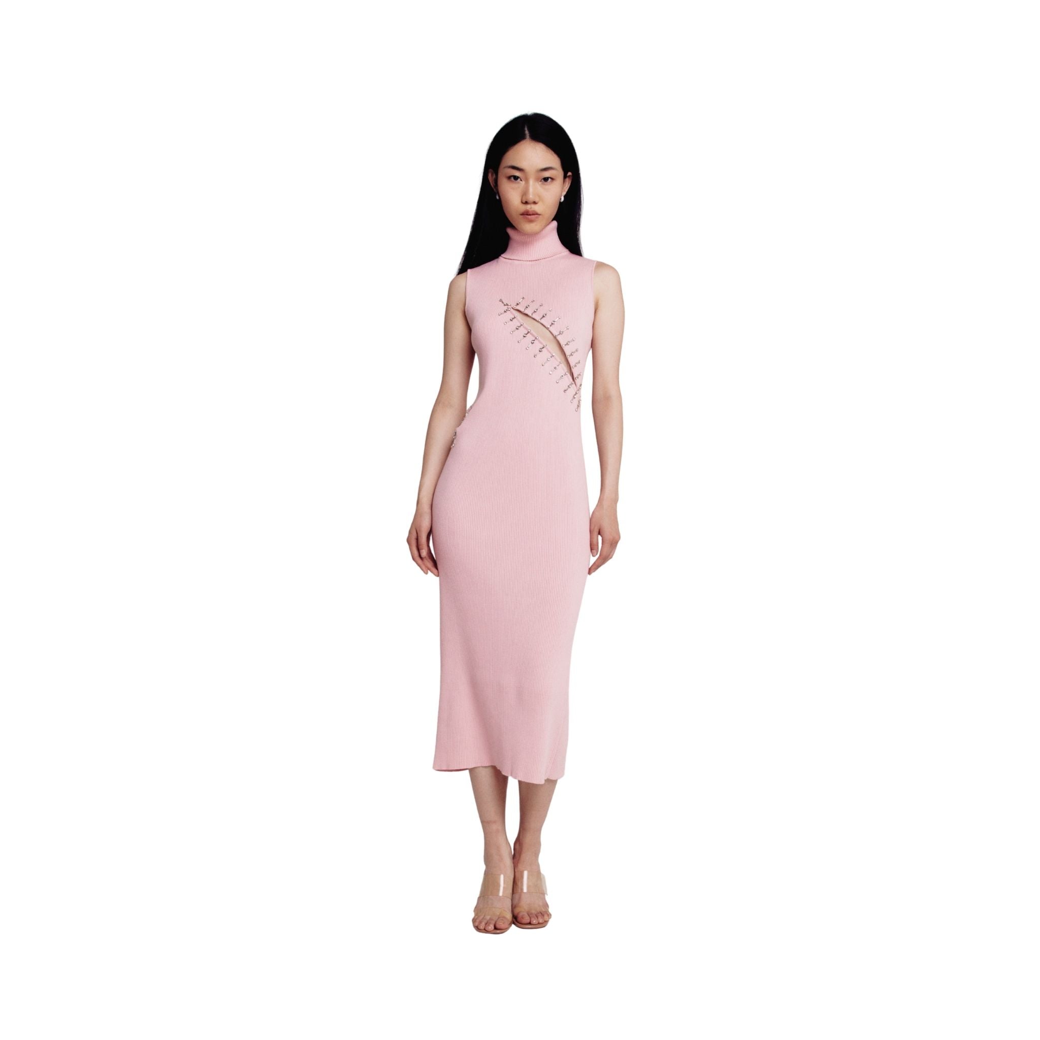 Pink Cut-Out Ribbed Dress