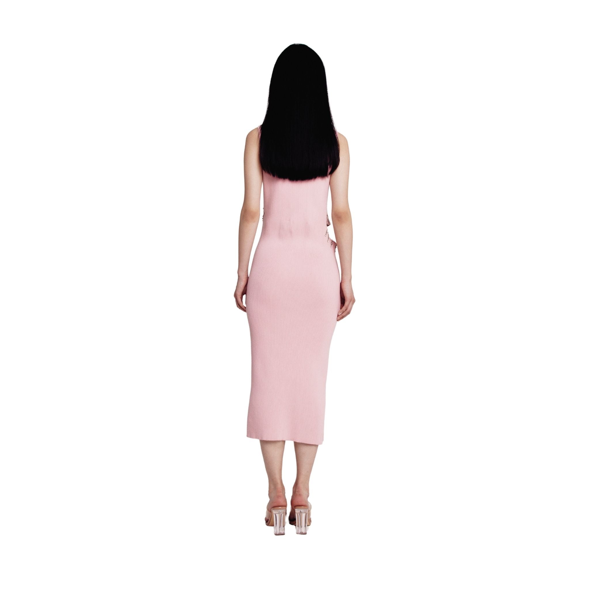 Pink Cut-Out Ribbed Dress
