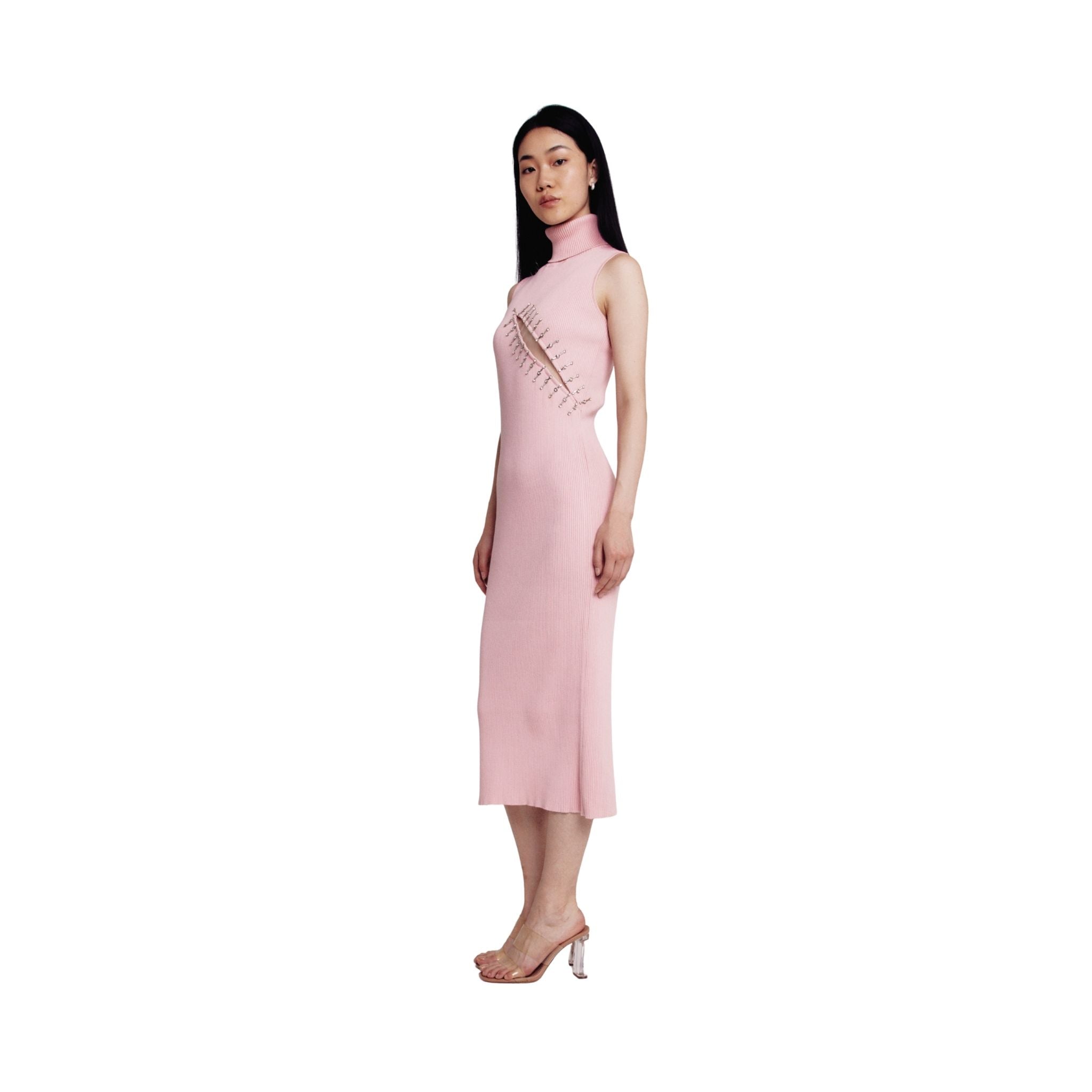 Pink Cut-Out Ribbed Dress