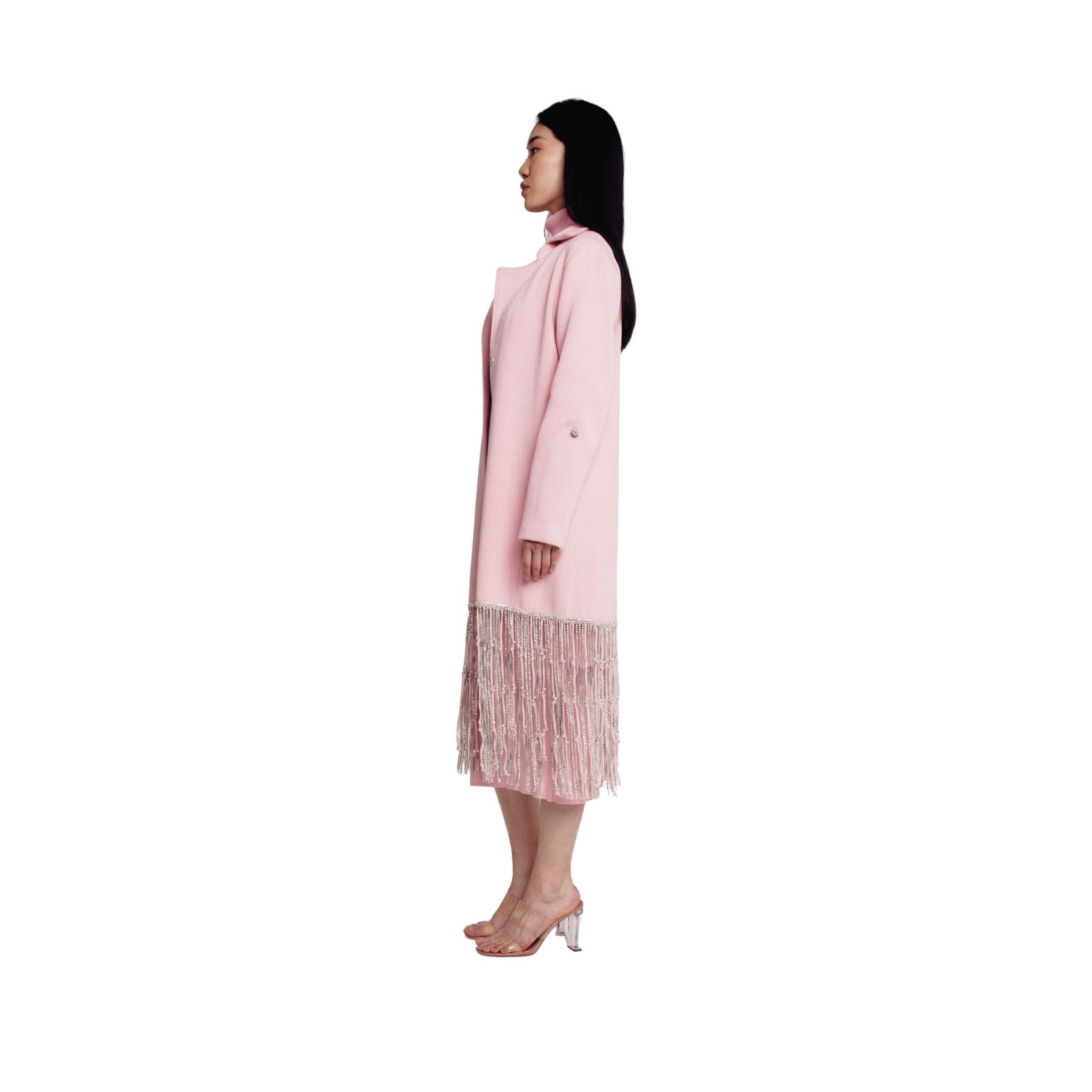 Pink Embellished Tassel Coat