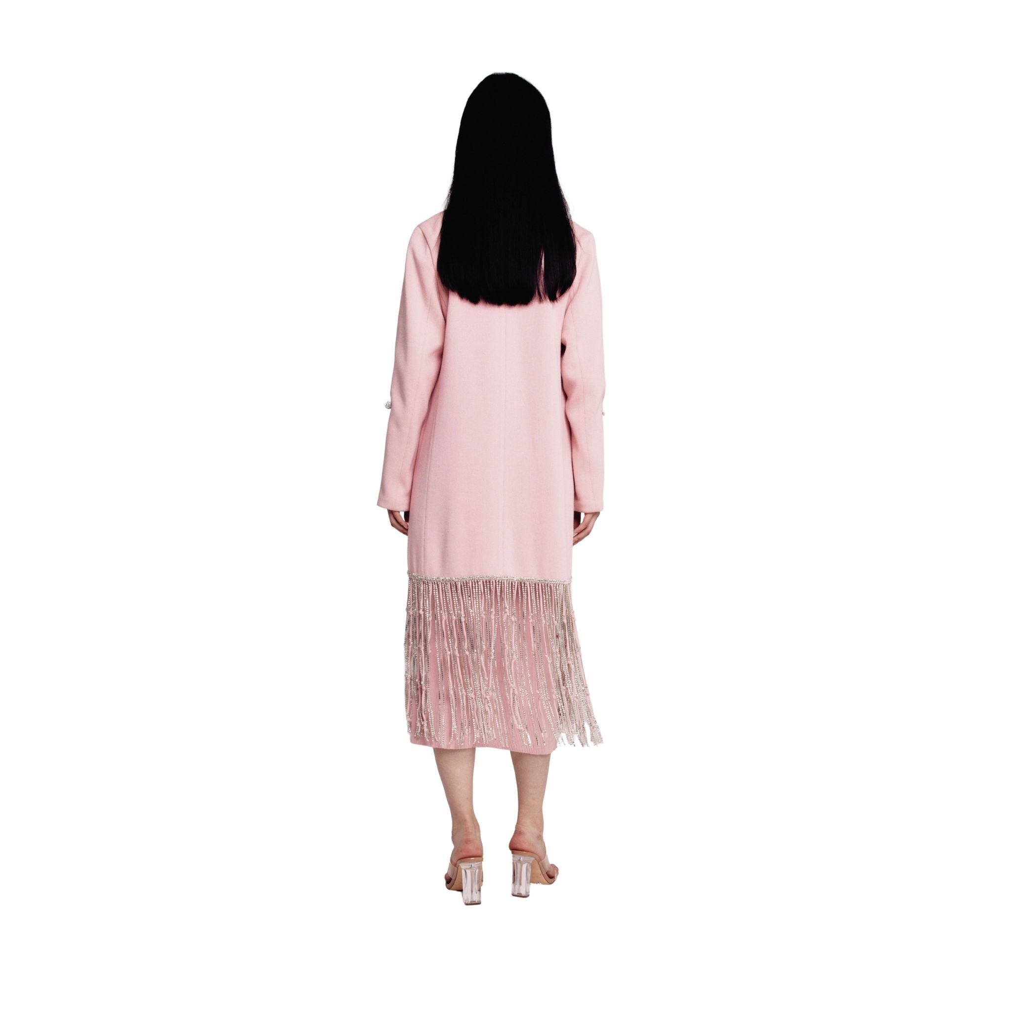 Pink Embellished Tassel Coat