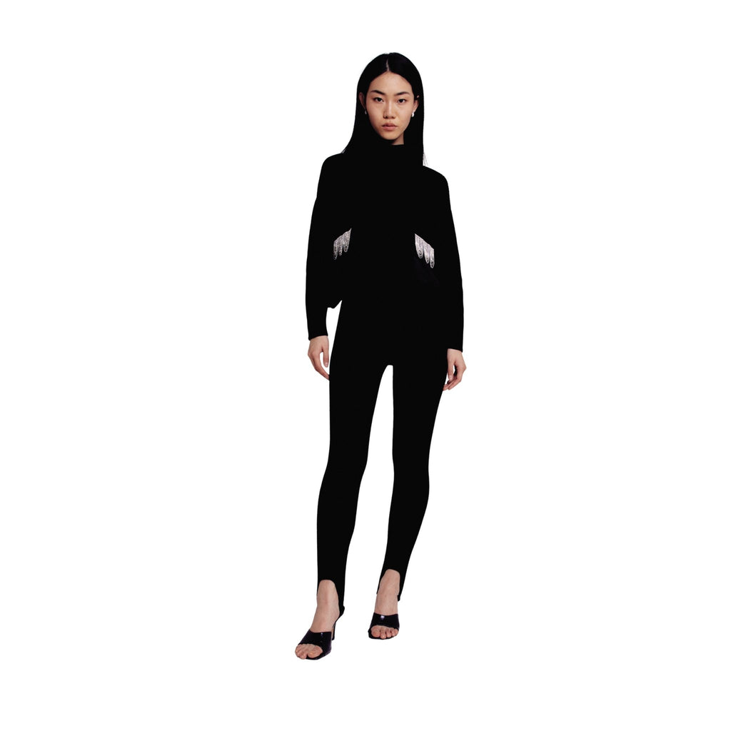 Black Embellished Pocket Sweater