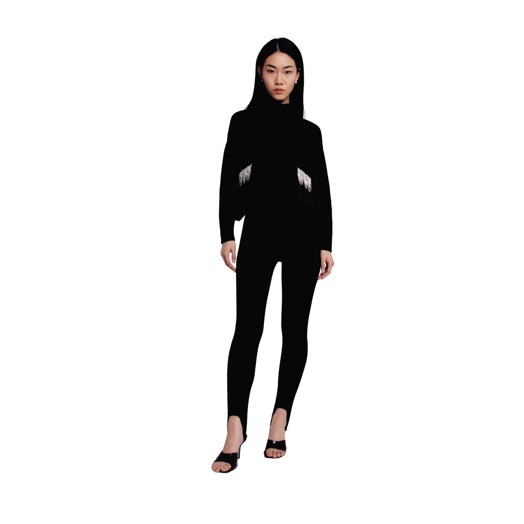 Black Embellished Pocket Sweater