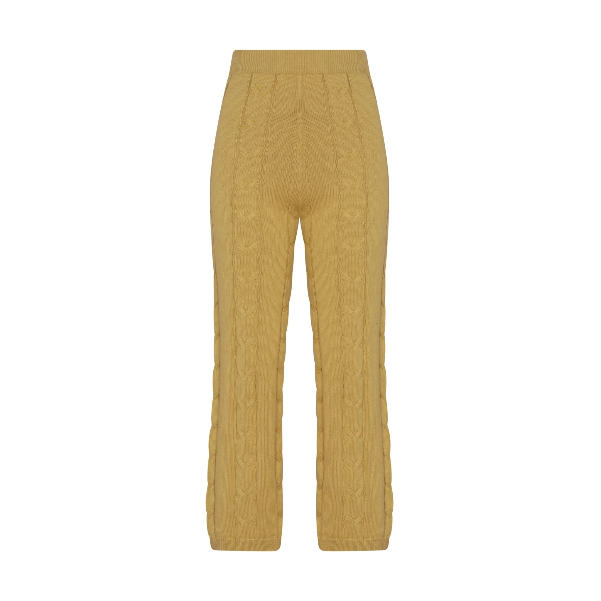 Chartreuse Cable Knit Pants