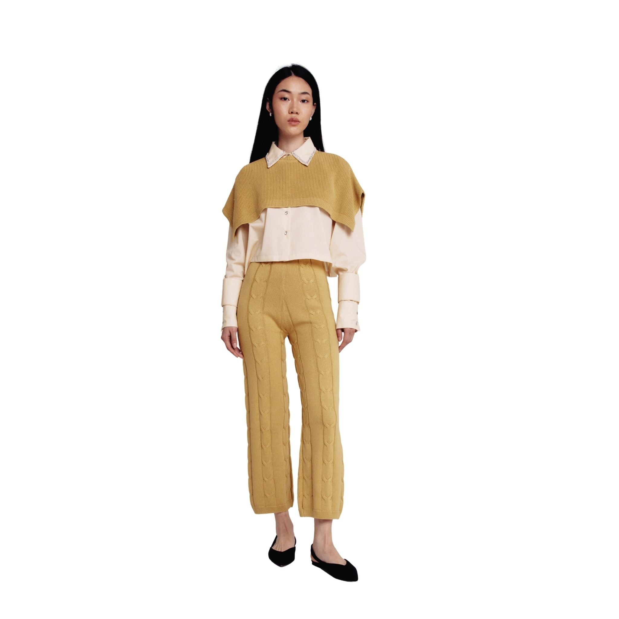 Chartreuse Cable Knit Pants