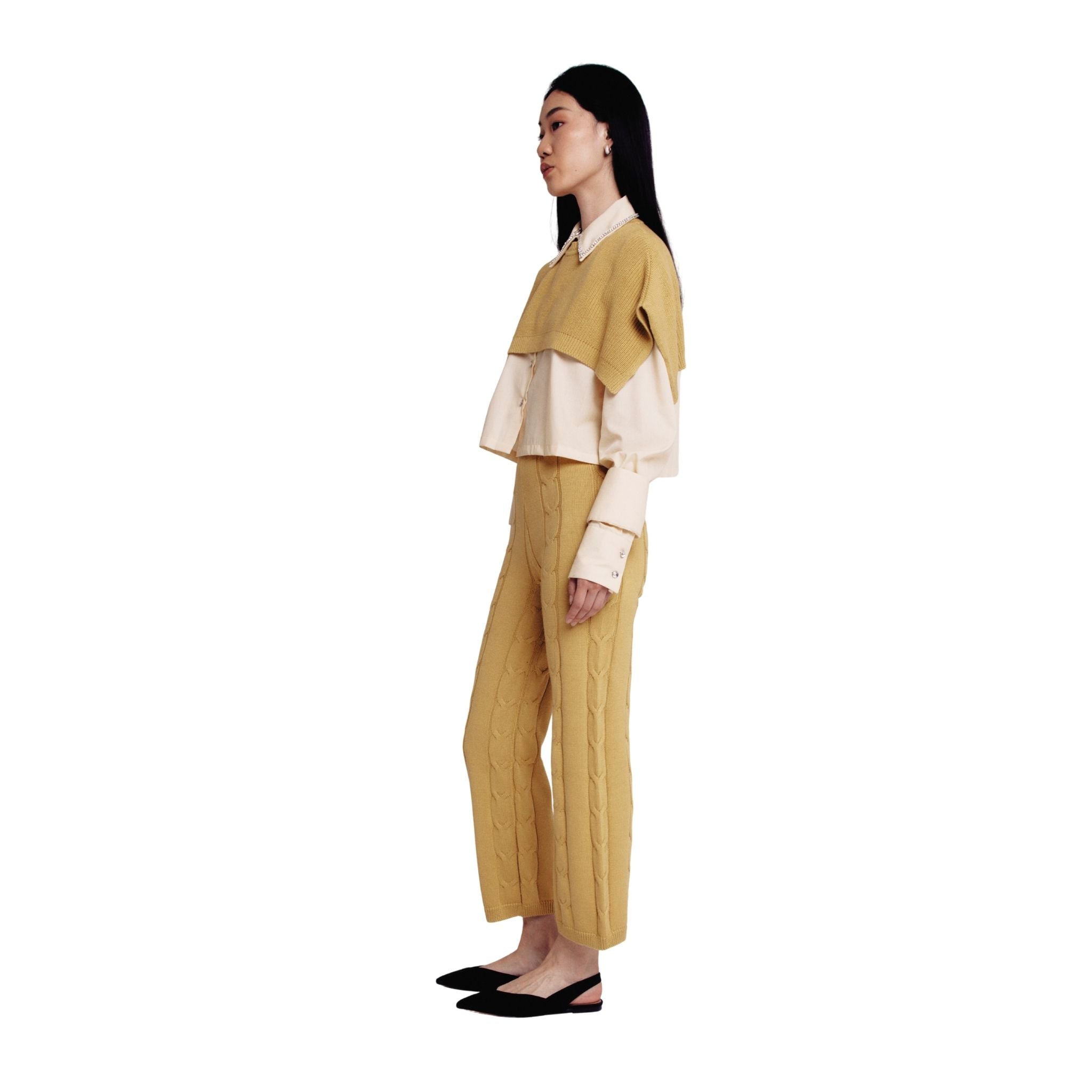 Chartreuse Cable Knit Pants